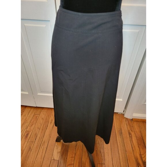 Black A Line Stretch Full Sweep Midi Skirt 10 Riding Skirt Old Money Minimalist - Picture 2 of 8